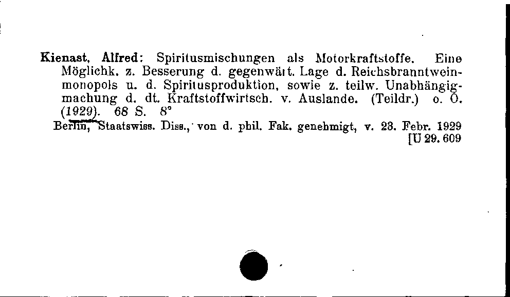 [Katalogkarte Dissertationenkatalog bis 1980]