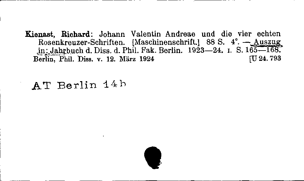 [Katalogkarte Dissertationenkatalog bis 1980]