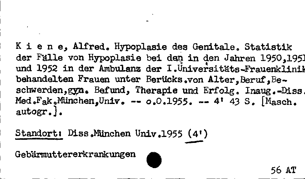 [Katalogkarte Dissertationenkatalog bis 1980]