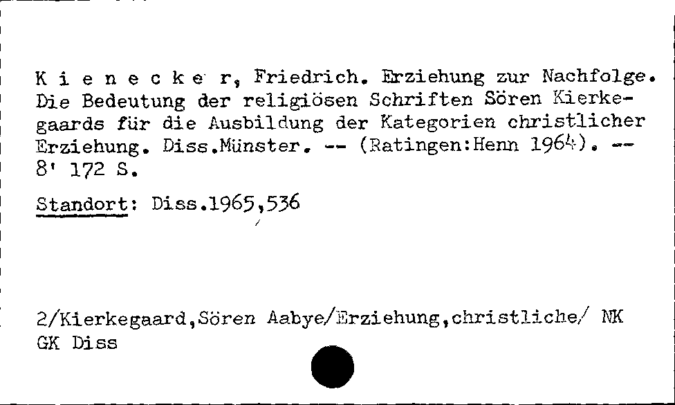 [Katalogkarte Dissertationenkatalog bis 1980]