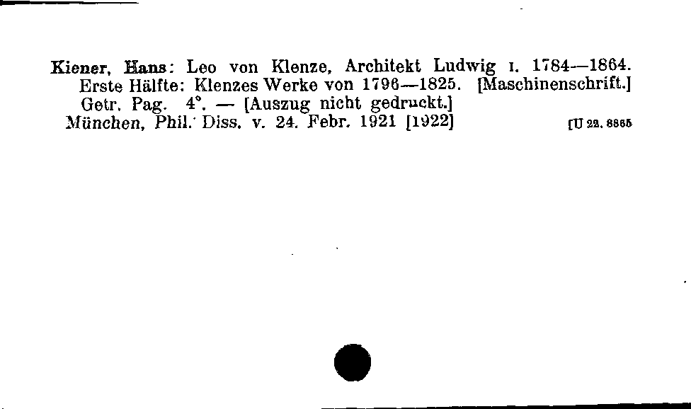 [Katalogkarte Dissertationenkatalog bis 1980]