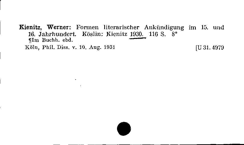 [Katalogkarte Dissertationenkatalog bis 1980]