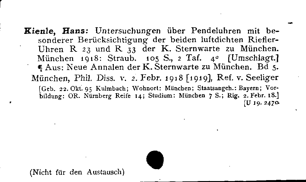 [Katalogkarte Dissertationenkatalog bis 1980]