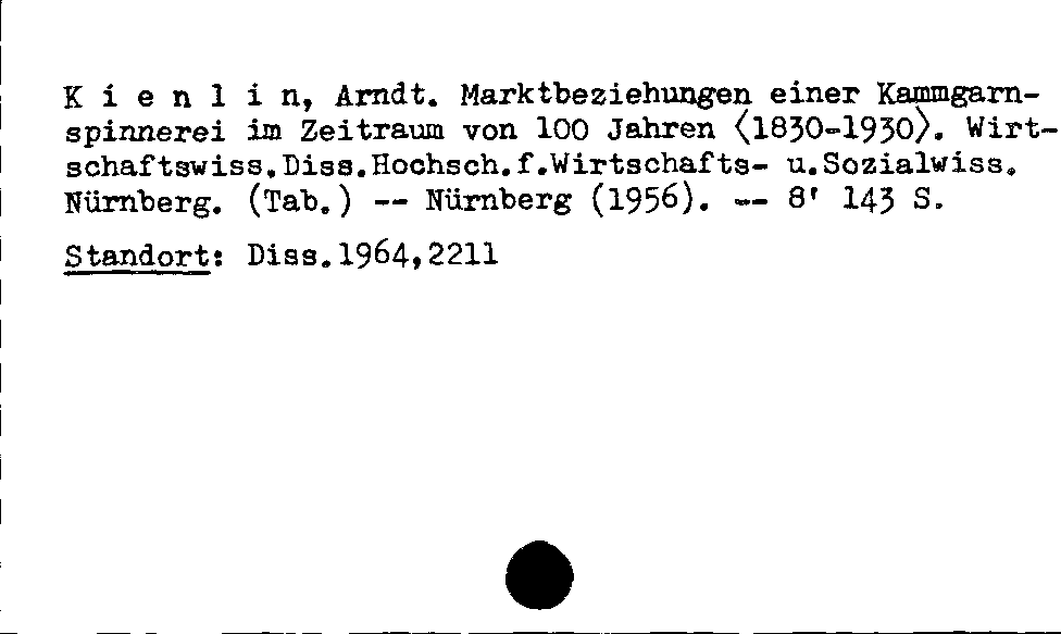 [Katalogkarte Dissertationenkatalog bis 1980]