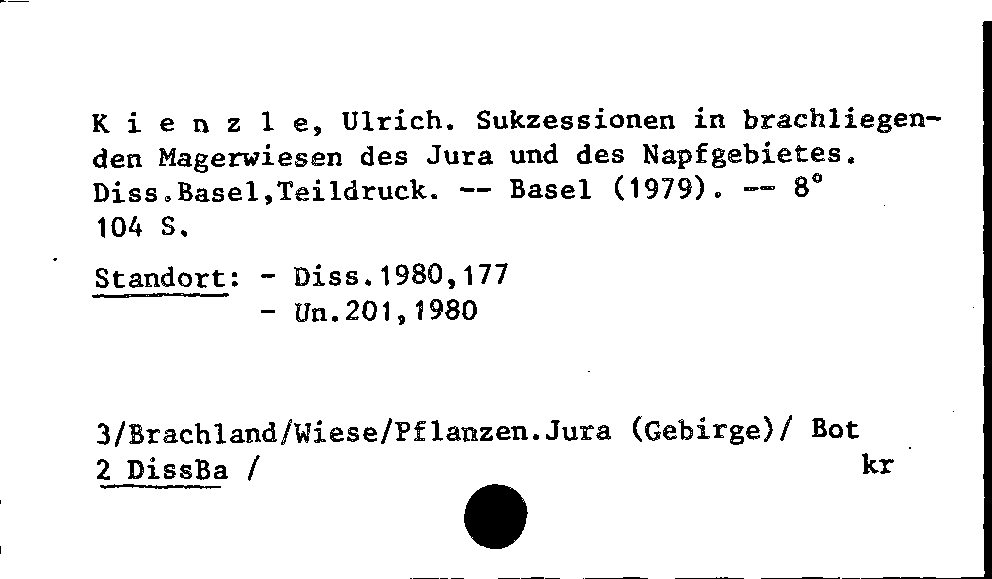 [Katalogkarte Dissertationenkatalog bis 1980]