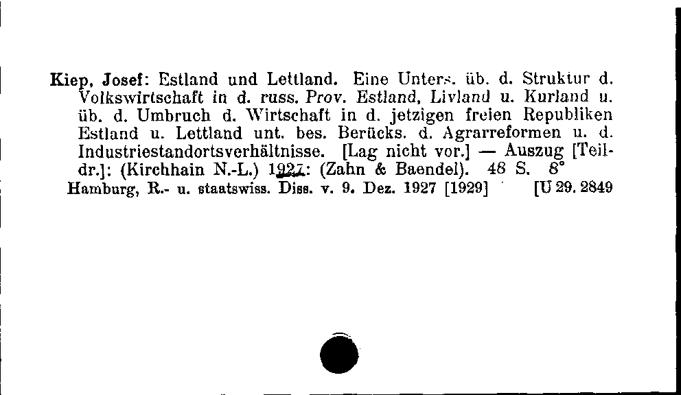 [Katalogkarte Dissertationenkatalog bis 1980]