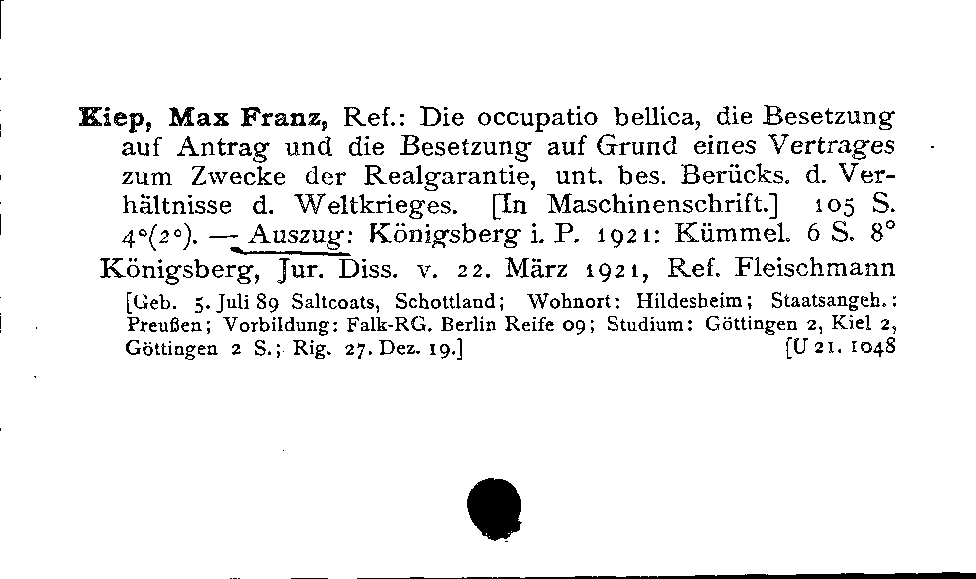 [Katalogkarte Dissertationenkatalog bis 1980]