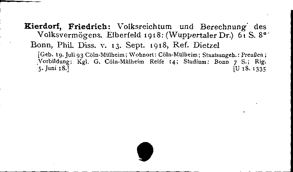 [Katalogkarte Dissertationenkatalog bis 1980]