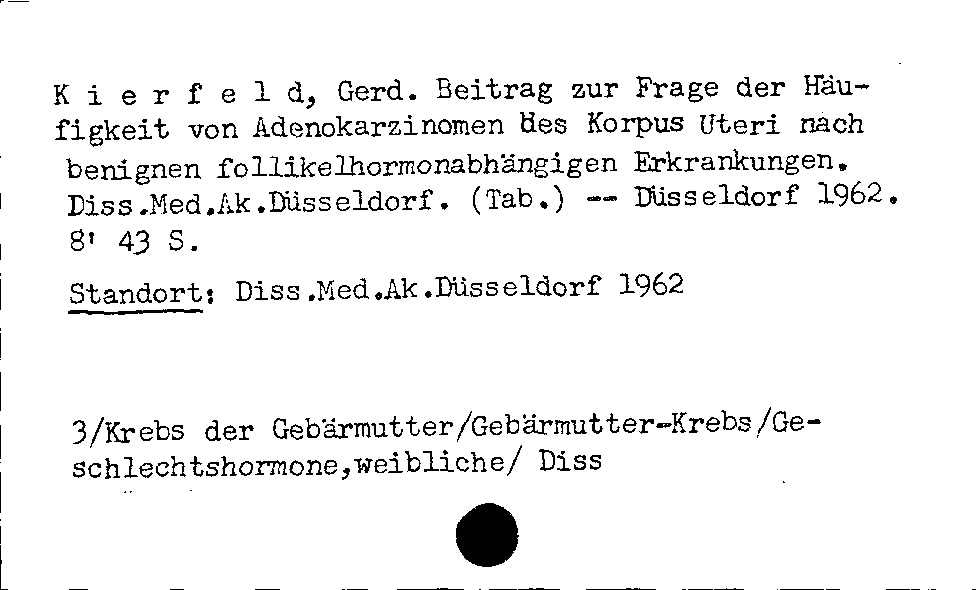 [Katalogkarte Dissertationenkatalog bis 1980]