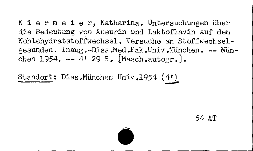 [Katalogkarte Dissertationenkatalog bis 1980]