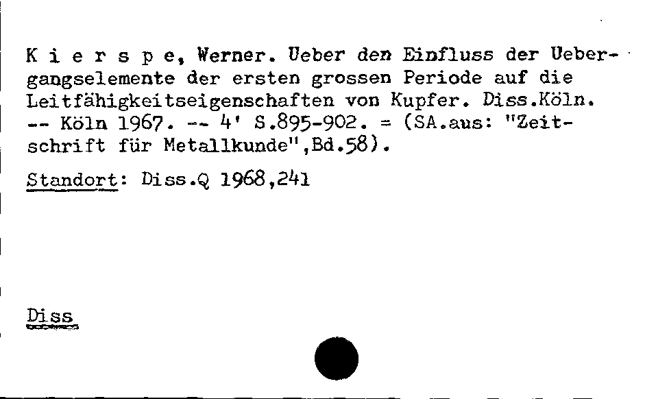 [Katalogkarte Dissertationenkatalog bis 1980]