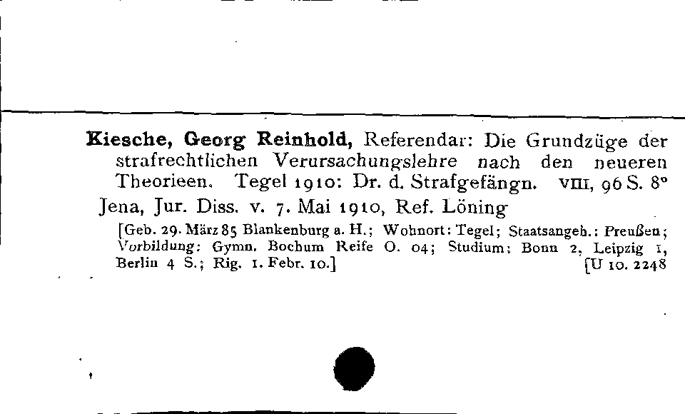 [Katalogkarte Dissertationenkatalog bis 1980]