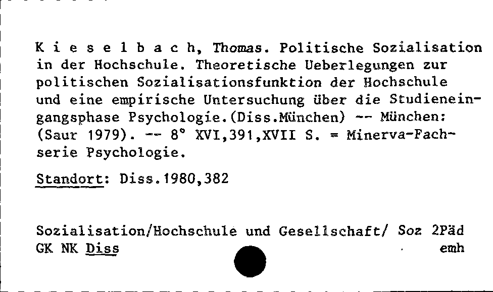 [Katalogkarte Dissertationenkatalog bis 1980]