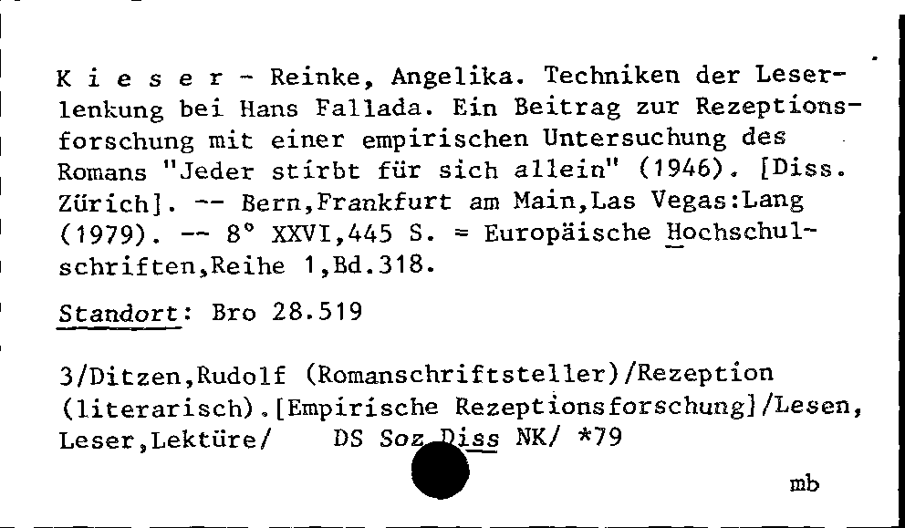 [Katalogkarte Dissertationenkatalog bis 1980]