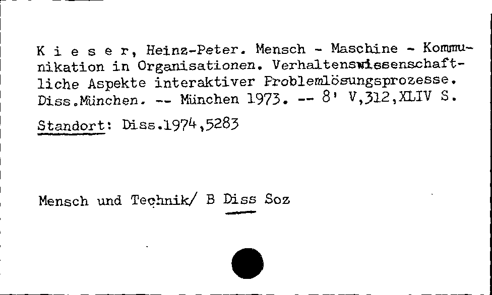 [Katalogkarte Dissertationenkatalog bis 1980]