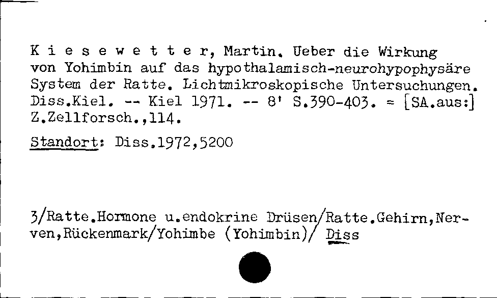 [Katalogkarte Dissertationenkatalog bis 1980]