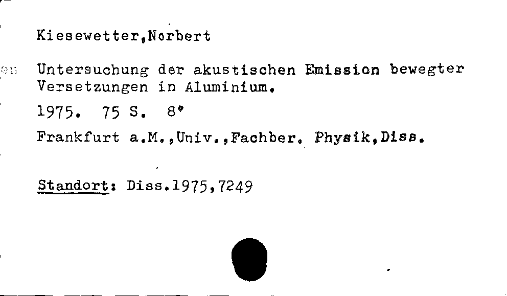 [Katalogkarte Dissertationenkatalog bis 1980]