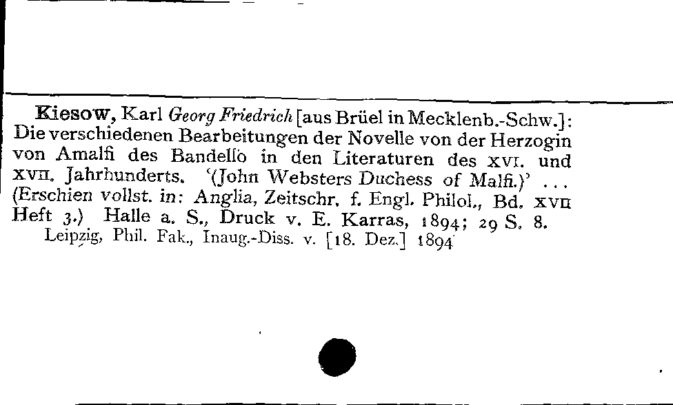 [Katalogkarte Dissertationenkatalog bis 1980]