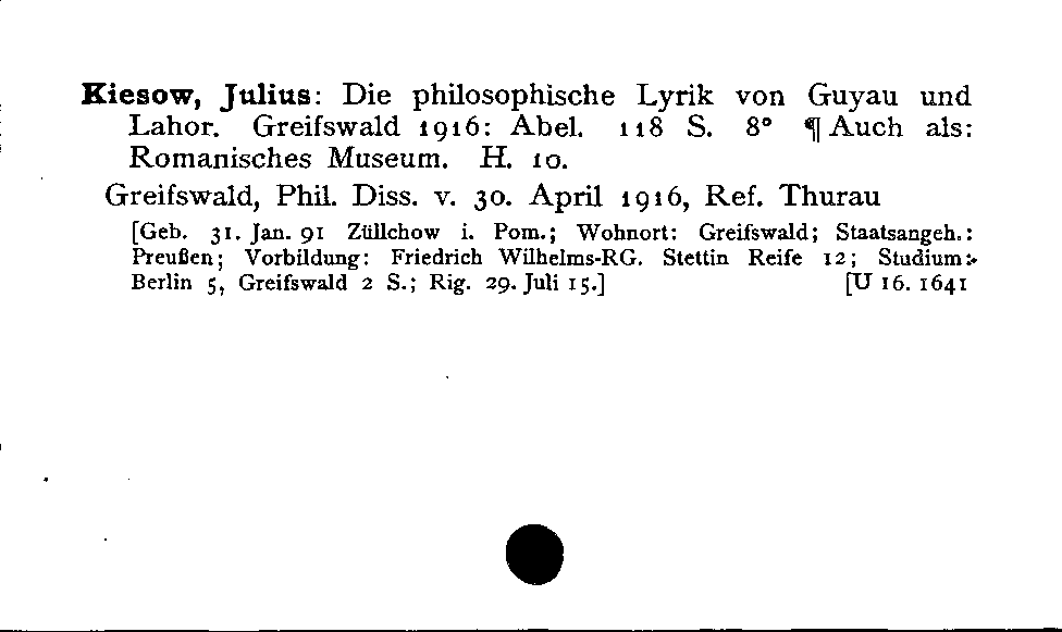 [Katalogkarte Dissertationenkatalog bis 1980]