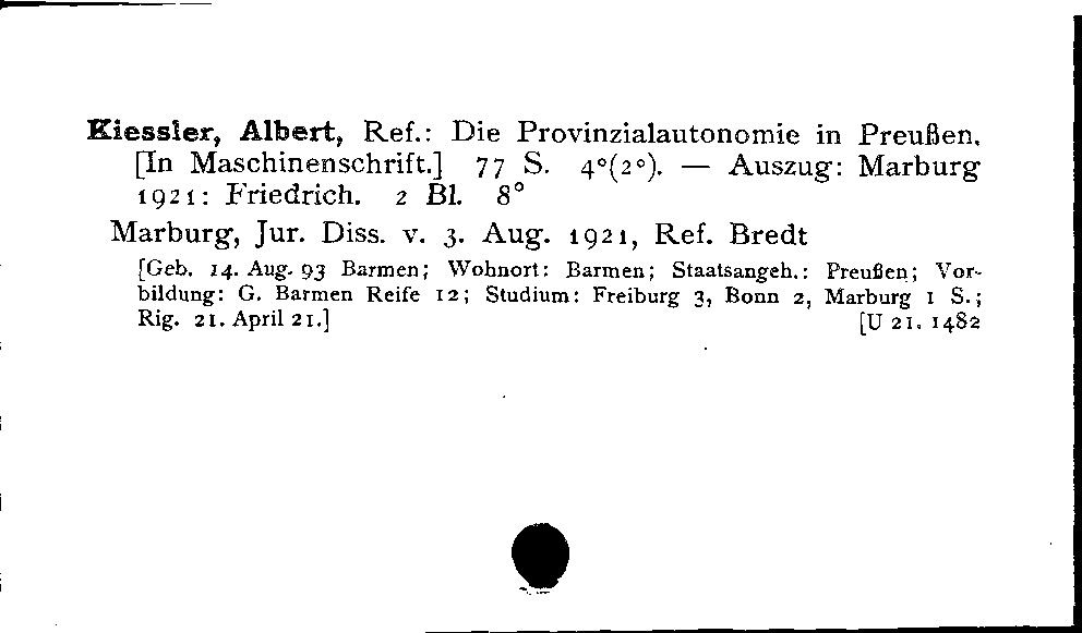 [Katalogkarte Dissertationenkatalog bis 1980]