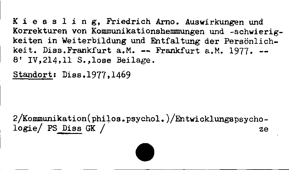 [Katalogkarte Dissertationenkatalog bis 1980]