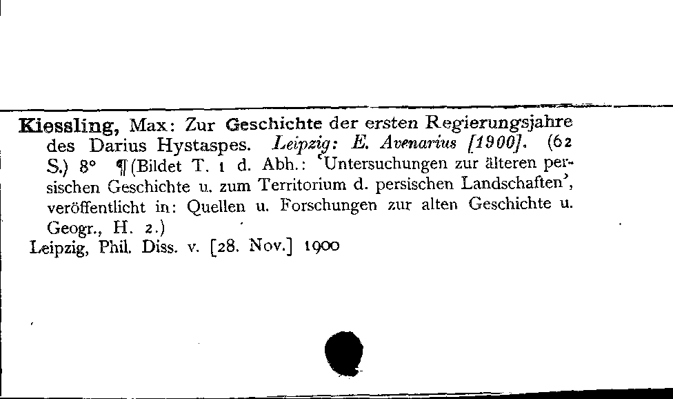 [Katalogkarte Dissertationenkatalog bis 1980]