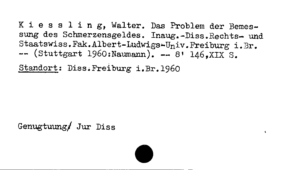 [Katalogkarte Dissertationenkatalog bis 1980]