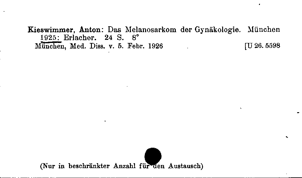 [Katalogkarte Dissertationenkatalog bis 1980]