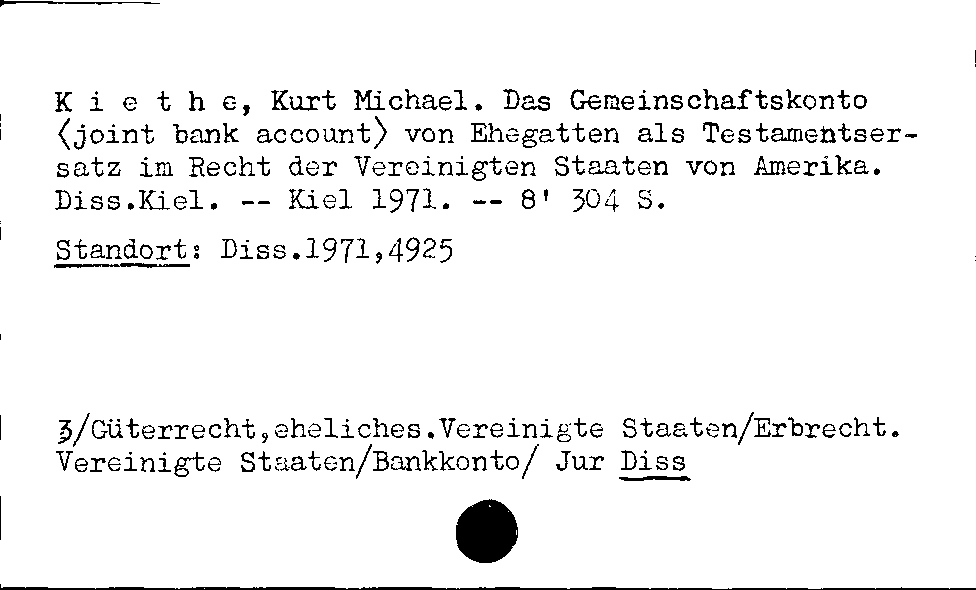 [Katalogkarte Dissertationenkatalog bis 1980]