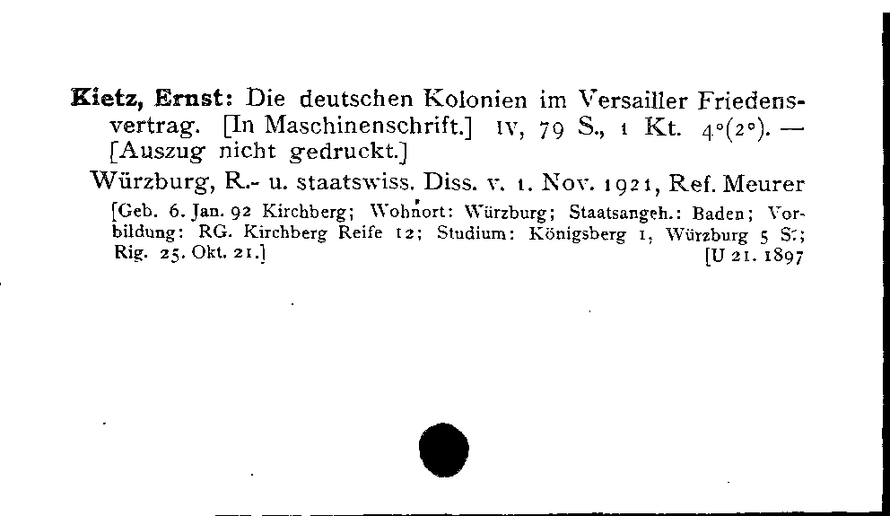 [Katalogkarte Dissertationenkatalog bis 1980]