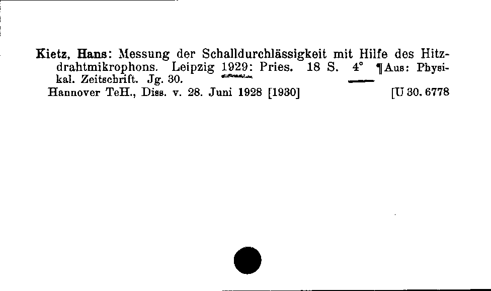 [Katalogkarte Dissertationenkatalog bis 1980]