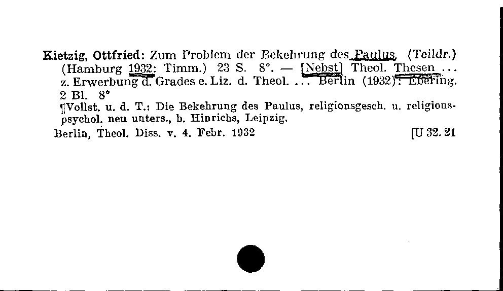 [Katalogkarte Dissertationenkatalog bis 1980]