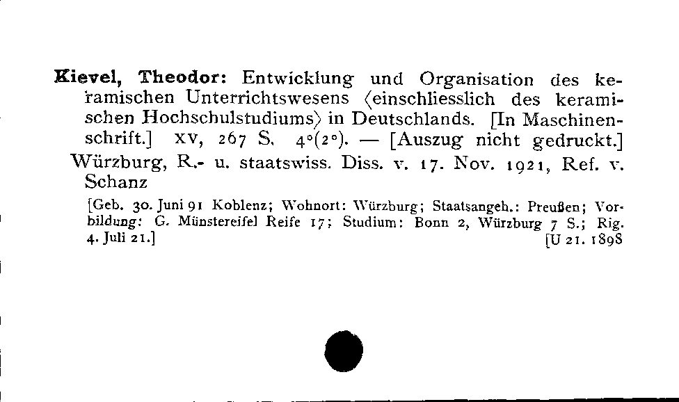 [Katalogkarte Dissertationenkatalog bis 1980]