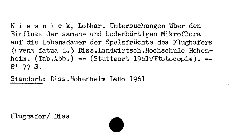 [Katalogkarte Dissertationenkatalog bis 1980]