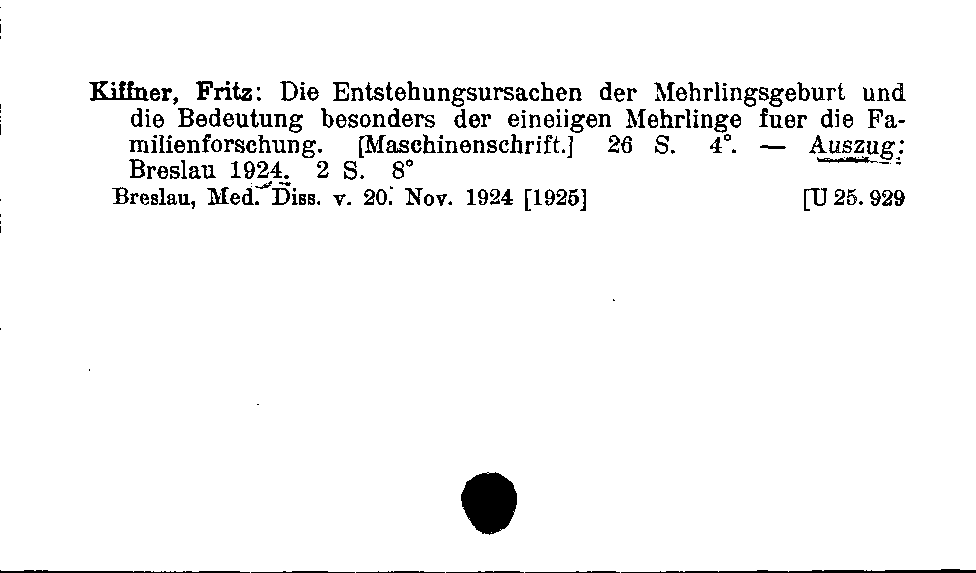 [Katalogkarte Dissertationenkatalog bis 1980]