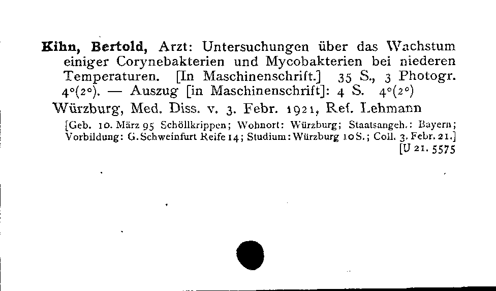 [Katalogkarte Dissertationenkatalog bis 1980]