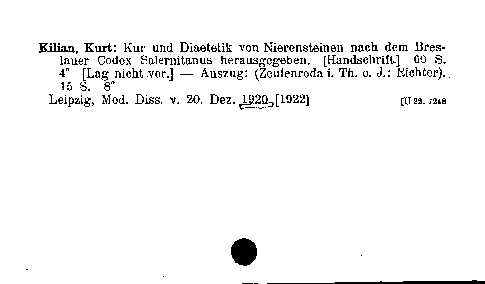 [Katalogkarte Dissertationenkatalog bis 1980]