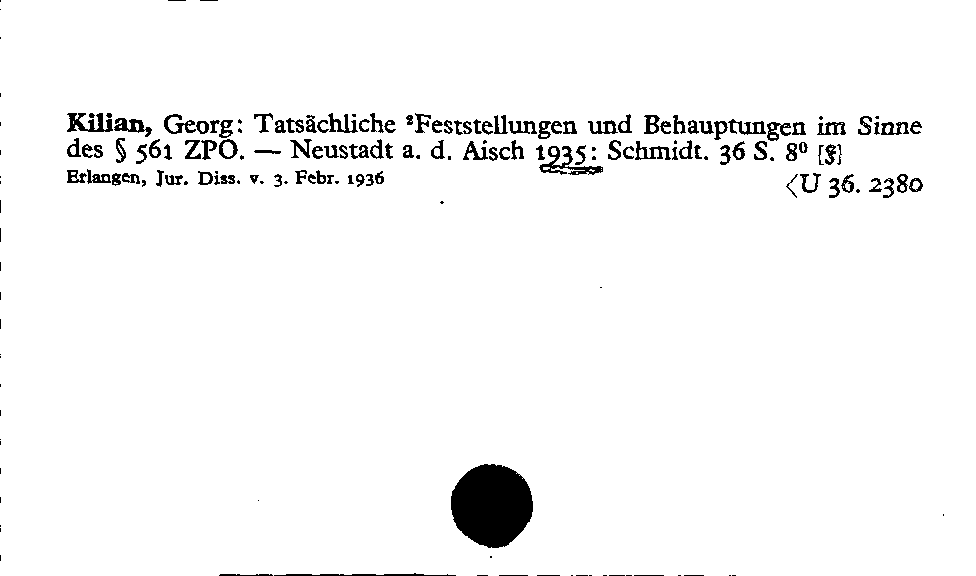 [Katalogkarte Dissertationenkatalog bis 1980]