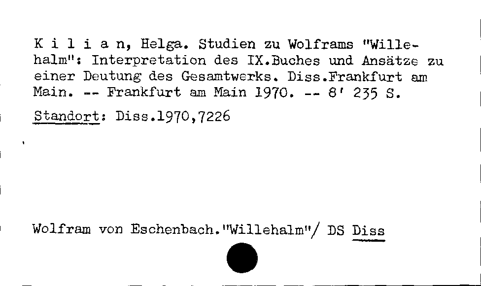 [Katalogkarte Dissertationenkatalog bis 1980]