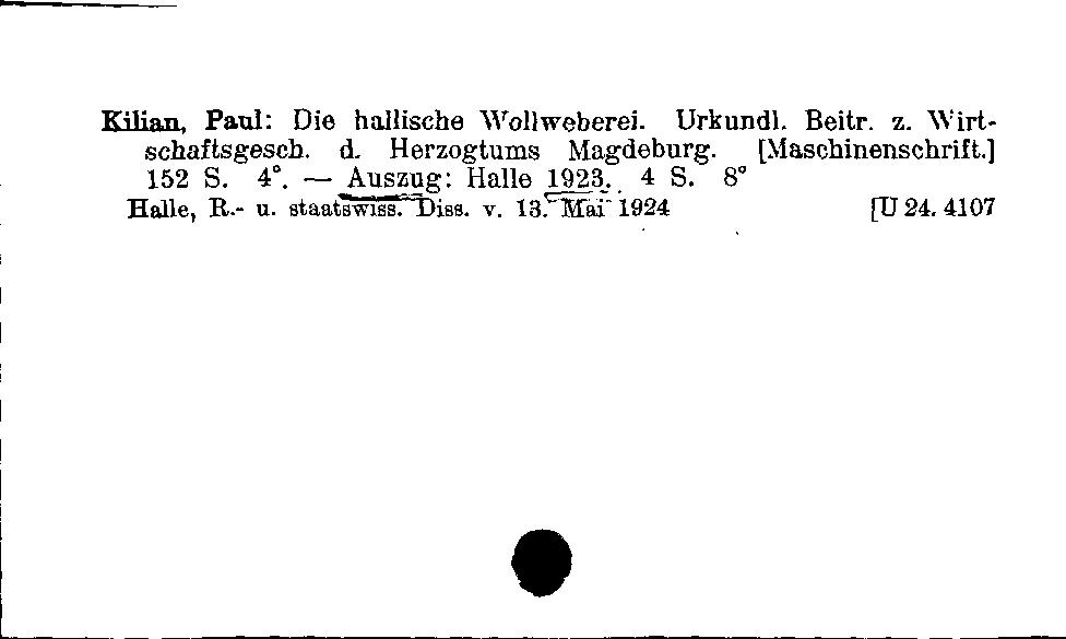 [Katalogkarte Dissertationenkatalog bis 1980]