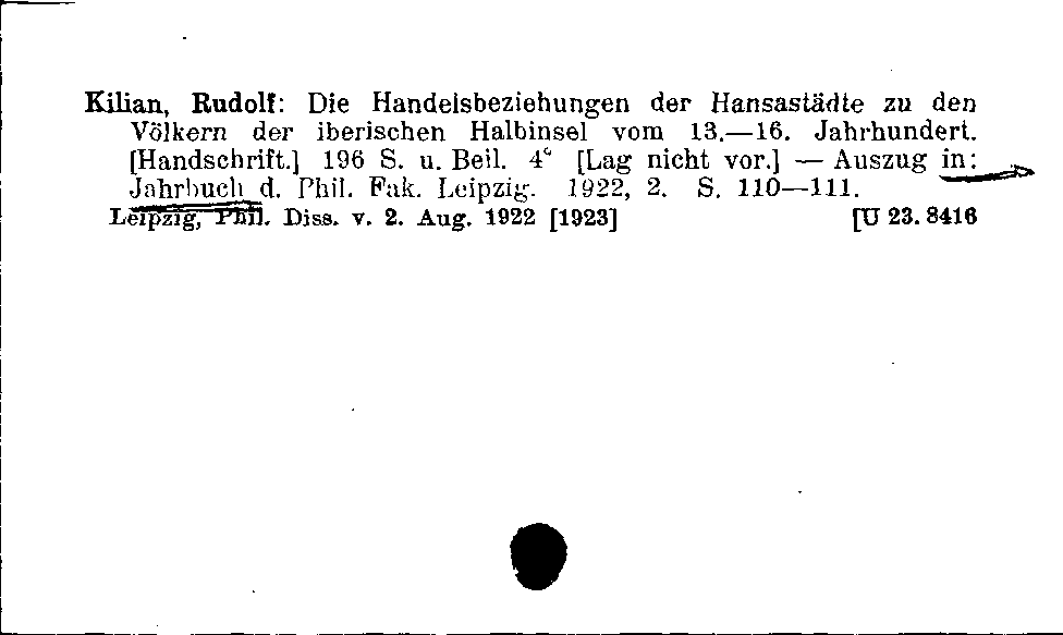 [Katalogkarte Dissertationenkatalog bis 1980]