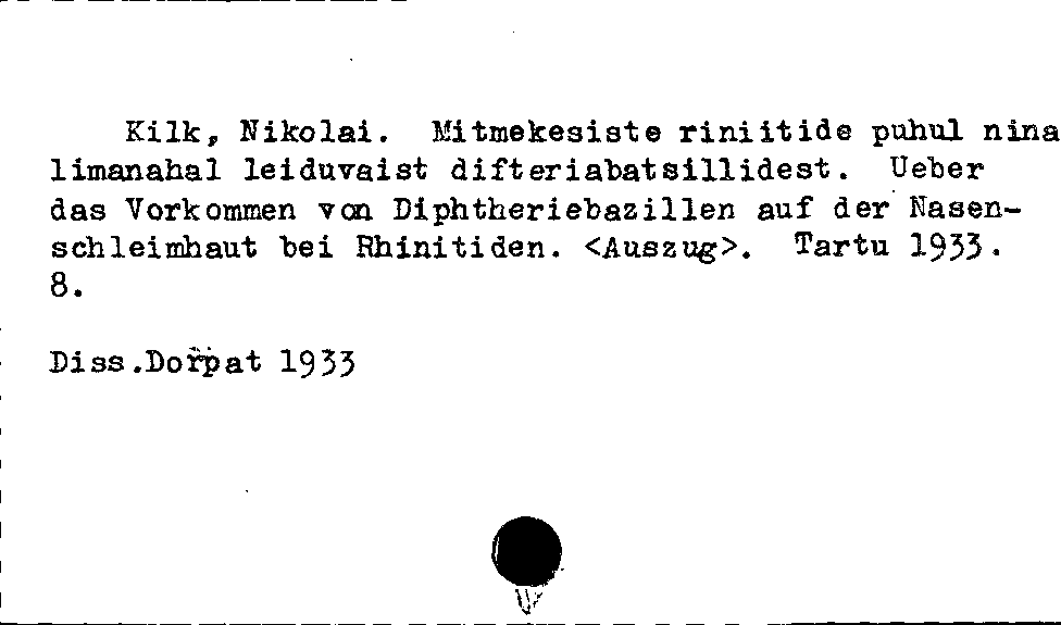 [Katalogkarte Dissertationenkatalog bis 1980]