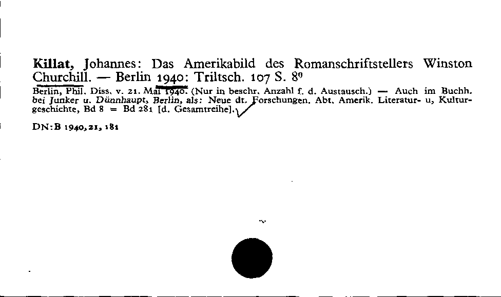 [Katalogkarte Dissertationenkatalog bis 1980]