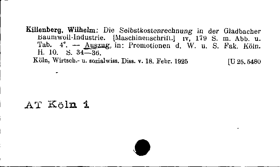 [Katalogkarte Dissertationenkatalog bis 1980]