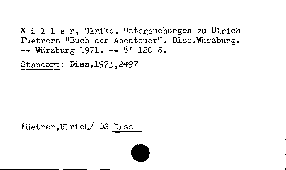 [Katalogkarte Dissertationenkatalog bis 1980]