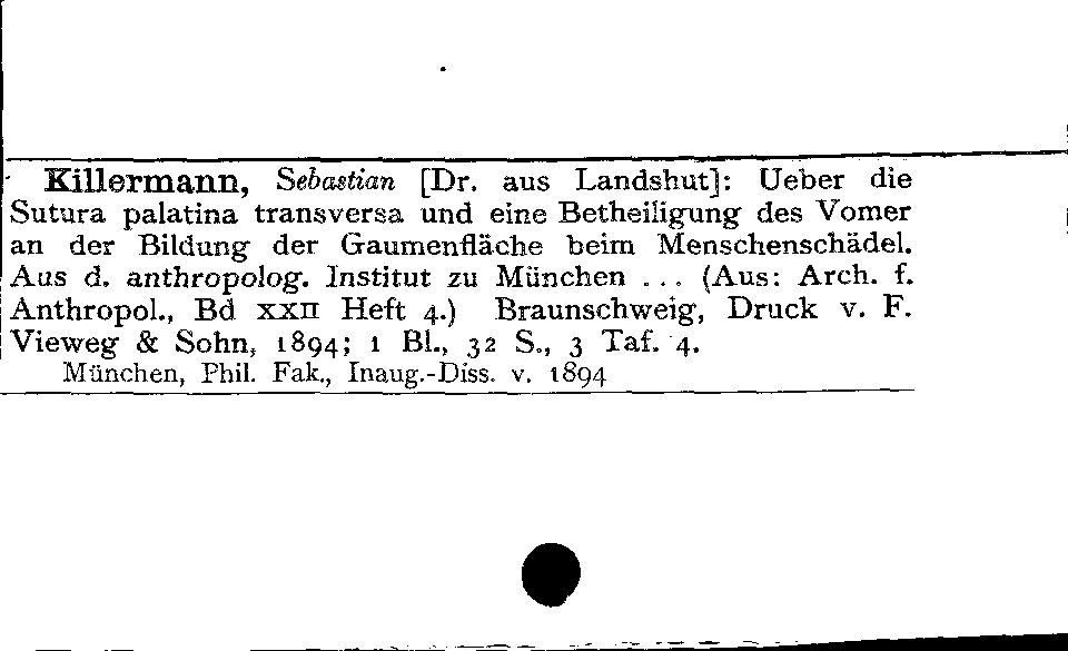 [Katalogkarte Dissertationenkatalog bis 1980]