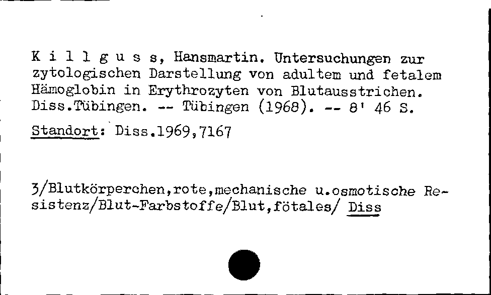 [Katalogkarte Dissertationenkatalog bis 1980]