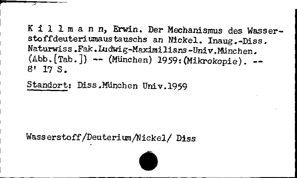 [Katalogkarte Dissertationenkatalog bis 1980]