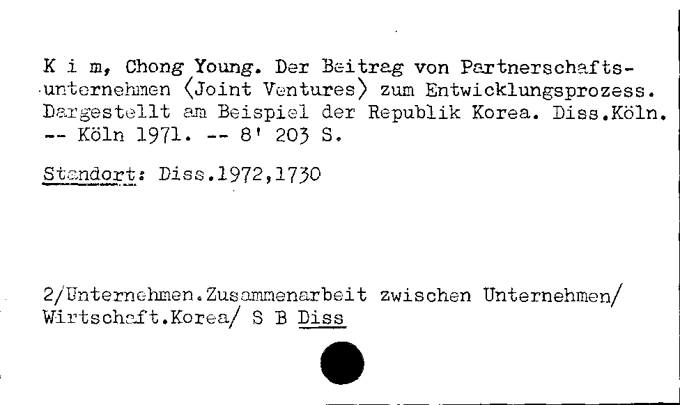 [Katalogkarte Dissertationenkatalog bis 1980]