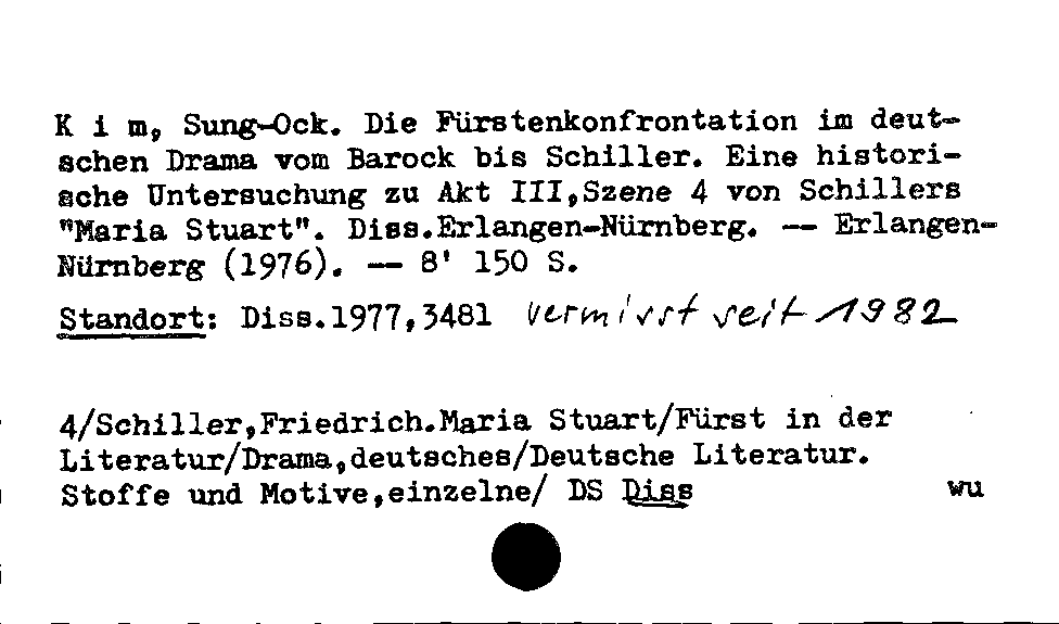 [Katalogkarte Dissertationenkatalog bis 1980]